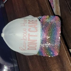🩷Girls youth kids cap. Rainbow hair don't care!! Shimmer 💜